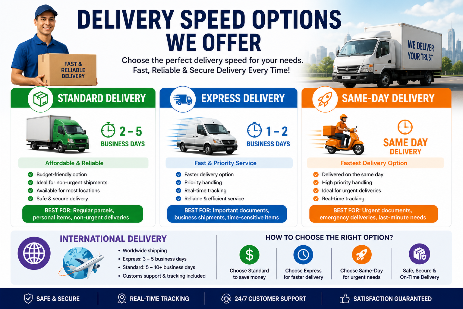 delivery speed options in courier services including standard express and same day delivery comparison