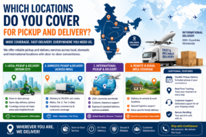 courier pickup and delivery coverage showing local domestic international and remote area shipping services