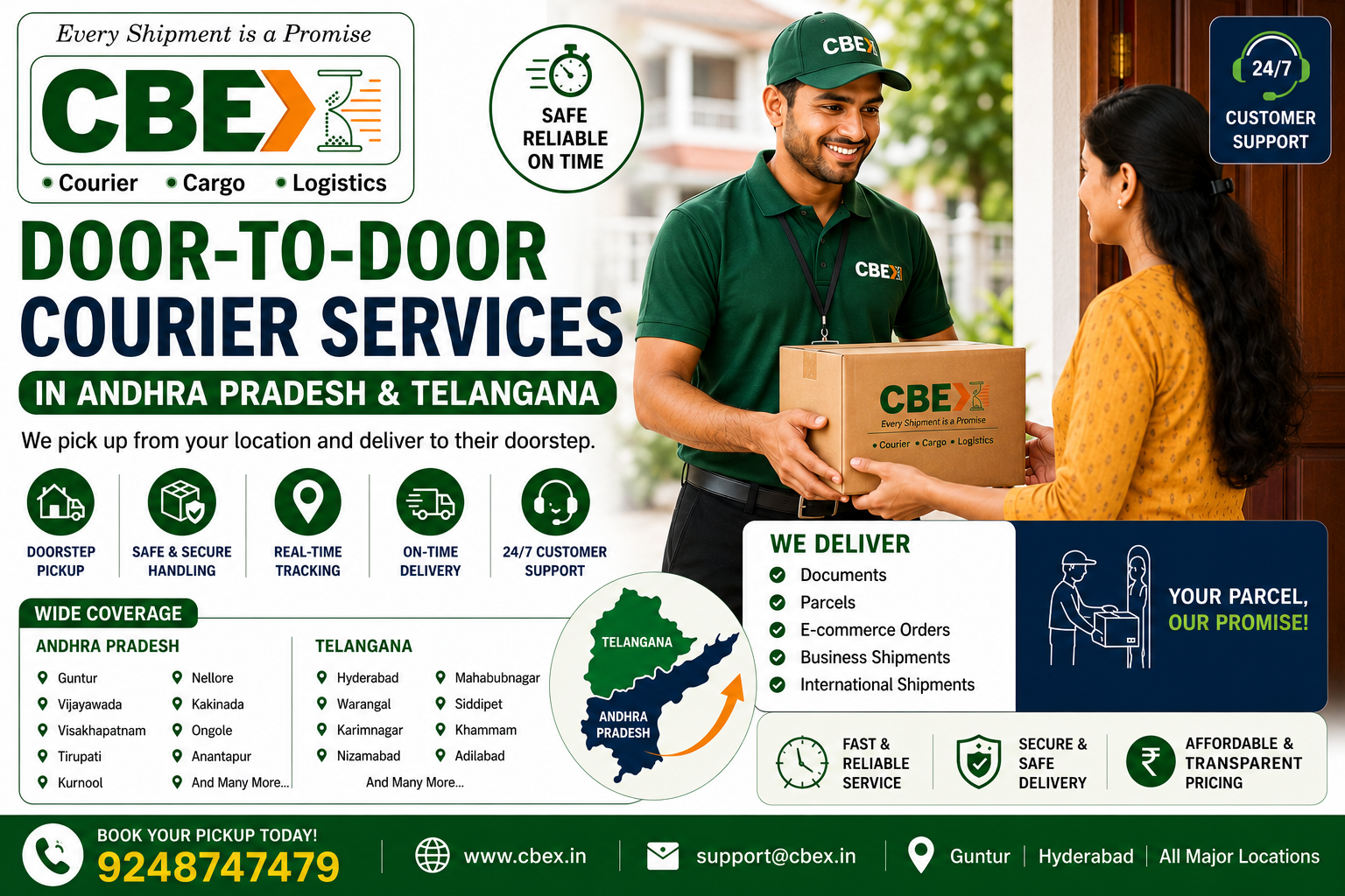 door to door courier services in Andhra Pradesh and Telangana with doorstep pickup delivery tracking and secure parcel handling
